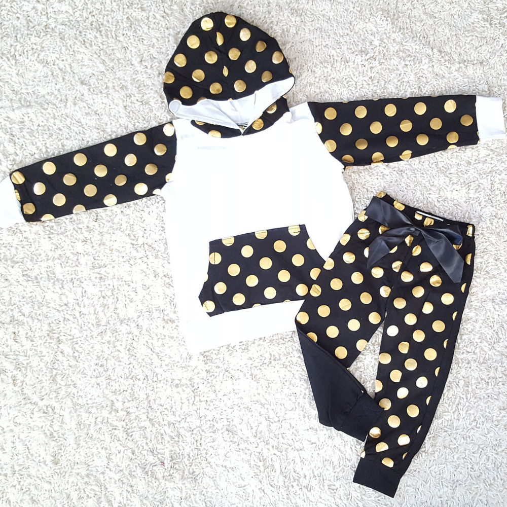 New Year's Black and Gold Girls Jogging Suit